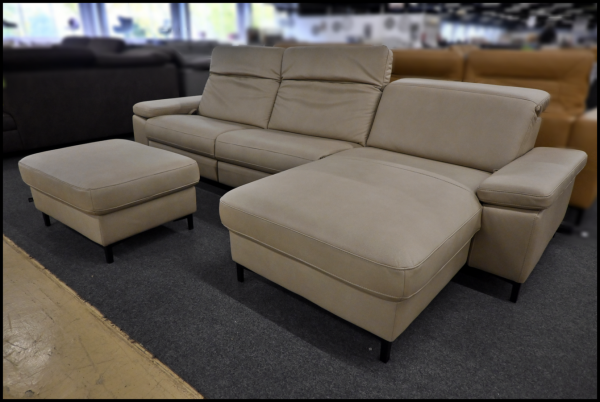 Hukla Polsterecke mit Galero Punto Bezug Desert – Sofa mit 4-Motor-Relaxfunktionen – Bild 13