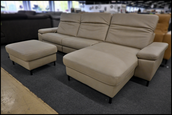 Hukla Polsterecke mit Galero Punto Bezug Desert – Sofa mit 4-Motor-Relaxfunktionen – Bild 12