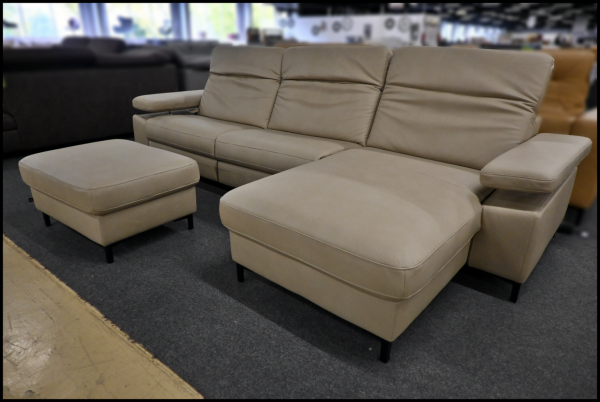 Hukla Polsterecke mit Galero Punto Bezug Desert – Sofa mit 4-Motor-Relaxfunktionen – Bild 11