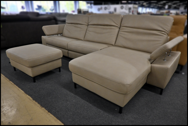 Hukla Polsterecke mit Galero Punto Bezug Desert – Sofa mit 4-Motor-Relaxfunktionen – Bild 10