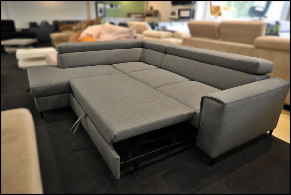 Benix Paola Polsterecke Grau – Sofa mit Federkern, Bettfunktion & Kopfteilverstellung – Bild 2