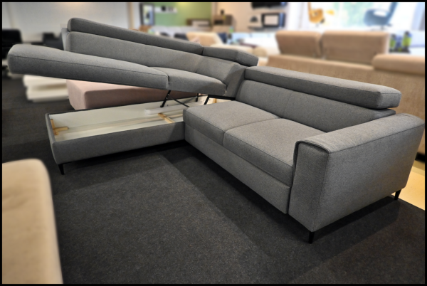 Benix Paola Polsterecke Grau – Sofa mit Federkern, Bettfunktion & Kopfteilverstellung – Bild 3