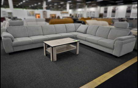 Großzügiges Sofa Zehdenick ZE-EM05003 in Grau mit ENOA Bezug, Relaxrücken und Kopfteilen