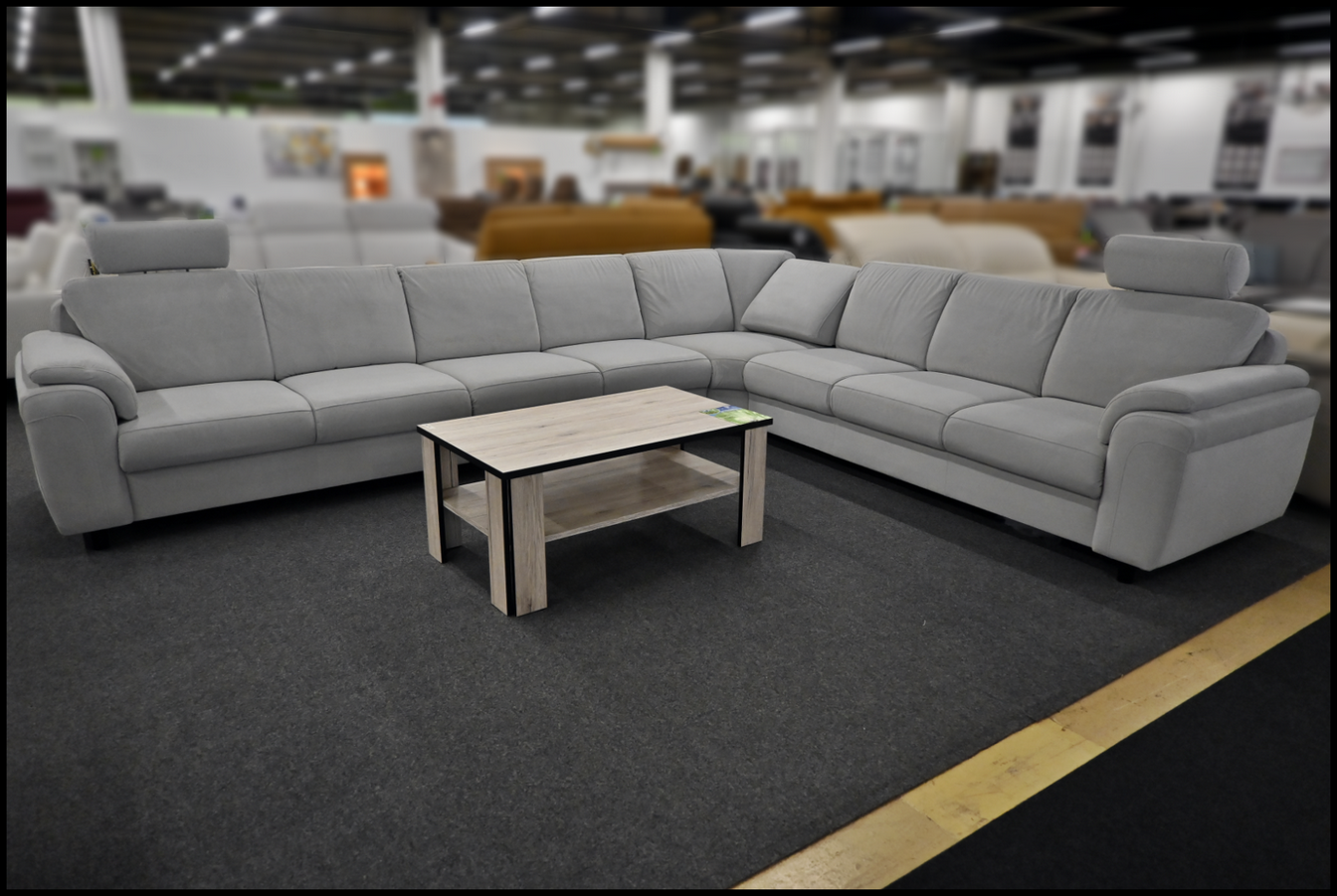 Großzügiges Sofa Zehdenick ZE-EM05003 in Grau mit ENOA Bezug, Relaxrücken und Kopfteilen