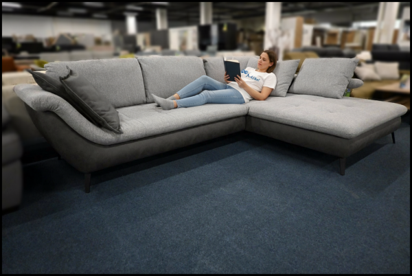 Sofa exxpo Gala Collezione in Grau Anthrazit – Polsterecke mit Federkern, Kissen und Webstoff‑/Microfaserbezug, frei im Raum stellbar