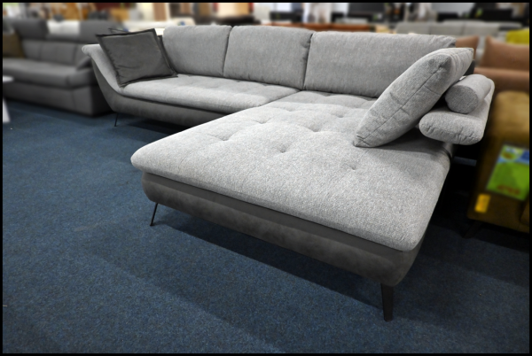 Sofa exxpo Gala Collezione Grau Anthrazit – Polsterecke mit Federkern & Kissen – Bild 4