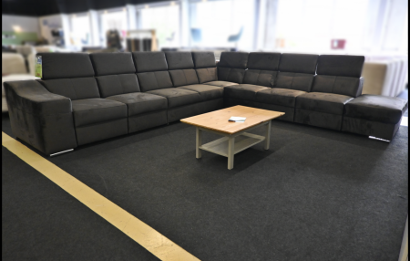 Polsterecke Angela Samt Anthrazit mit Kopfteilverstellung und Bettfunktion