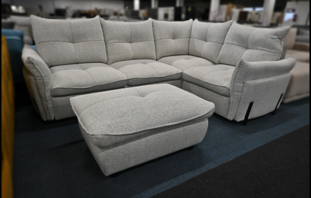 Eckgarnitur Benix Almeria Webstoff Natur mit Schlaffunktion und Stauraum