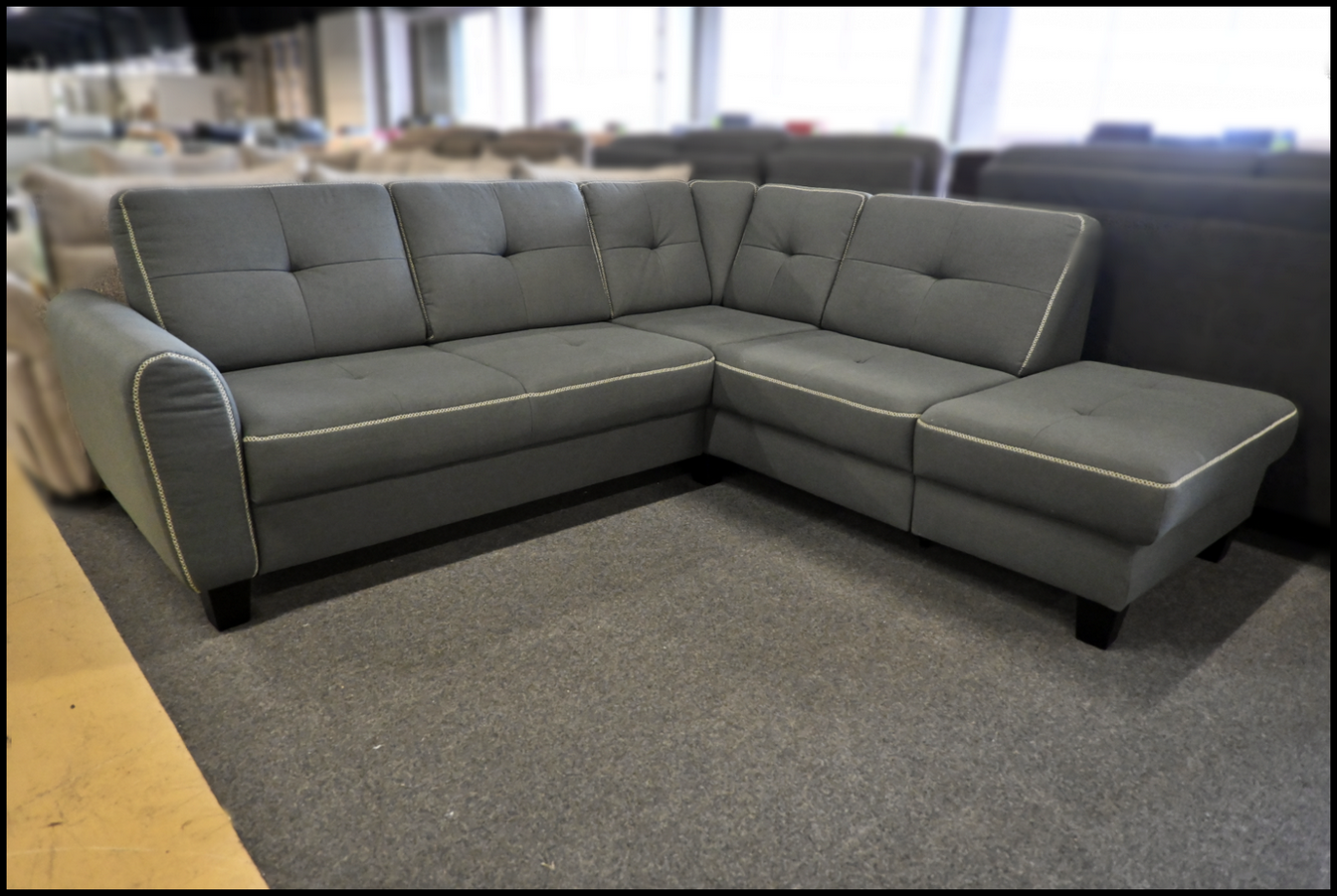 Eckgarnitur Varese L-Form Struktur fein Anthrazit frei im Raum stellbar