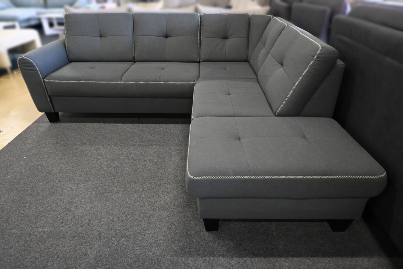 Eckgarnitur Varese L-Form Struktur fein Anthrazit – Bild 3