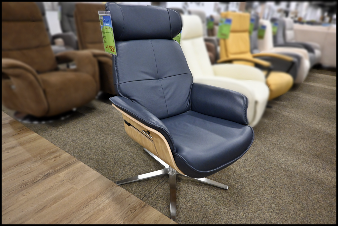 Hukla Ledersessel HU-CP20057 Nightblue mit Kopfteilverstellung – Bild 2