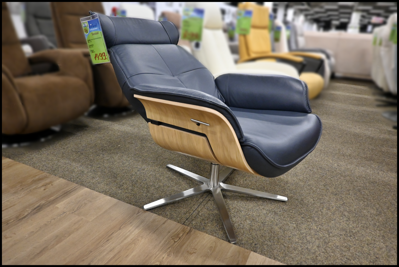 Hukla Ledersessel HU-CP20057 Nightblue mit Kopfteilverstellung – Bild 5