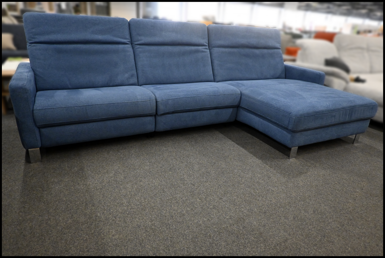 Eckgarnitur Hukla Stoff Gina Denim mit Relaxfunktion und Kopfteilverstellung