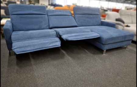 Eckgarnitur Hukla Stoff Gina Denim mit Relaxfunktion und Kopfteilverstellung