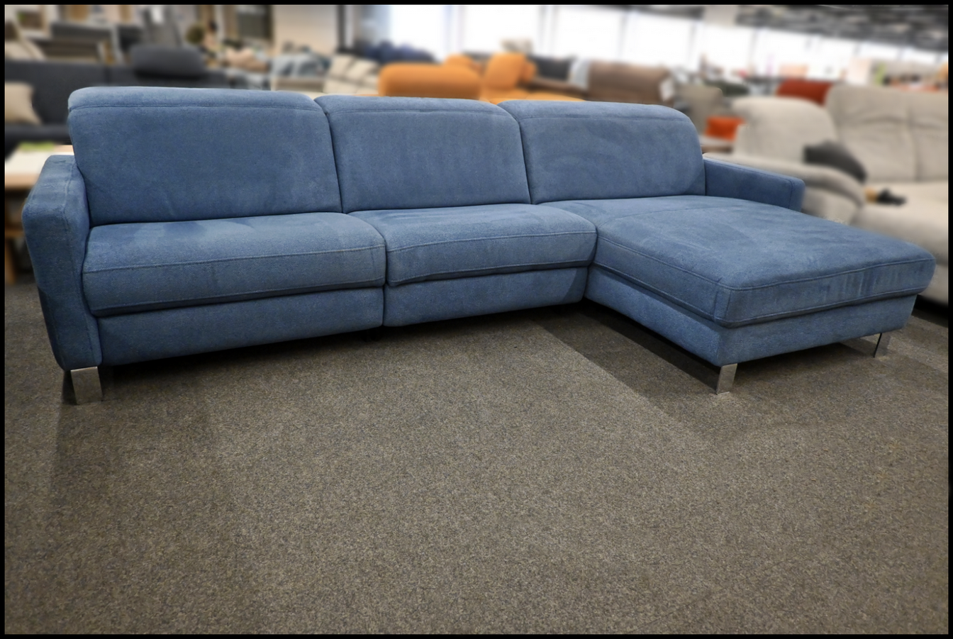 Eckgarnitur Hukla Stoff Gina Denim mit Relaxfunktion und Kopfteilverstellung