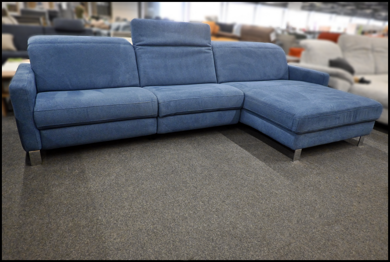 Eckgarnitur Hukla Stoff Gina Denim mit Relaxfunktion und Kopfteilverstellung