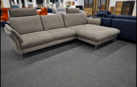 Eckgarnitur Hukla HU-HP19094 Stoff Braun-Grau mit motorischer Canape und Kopfteilverstellung