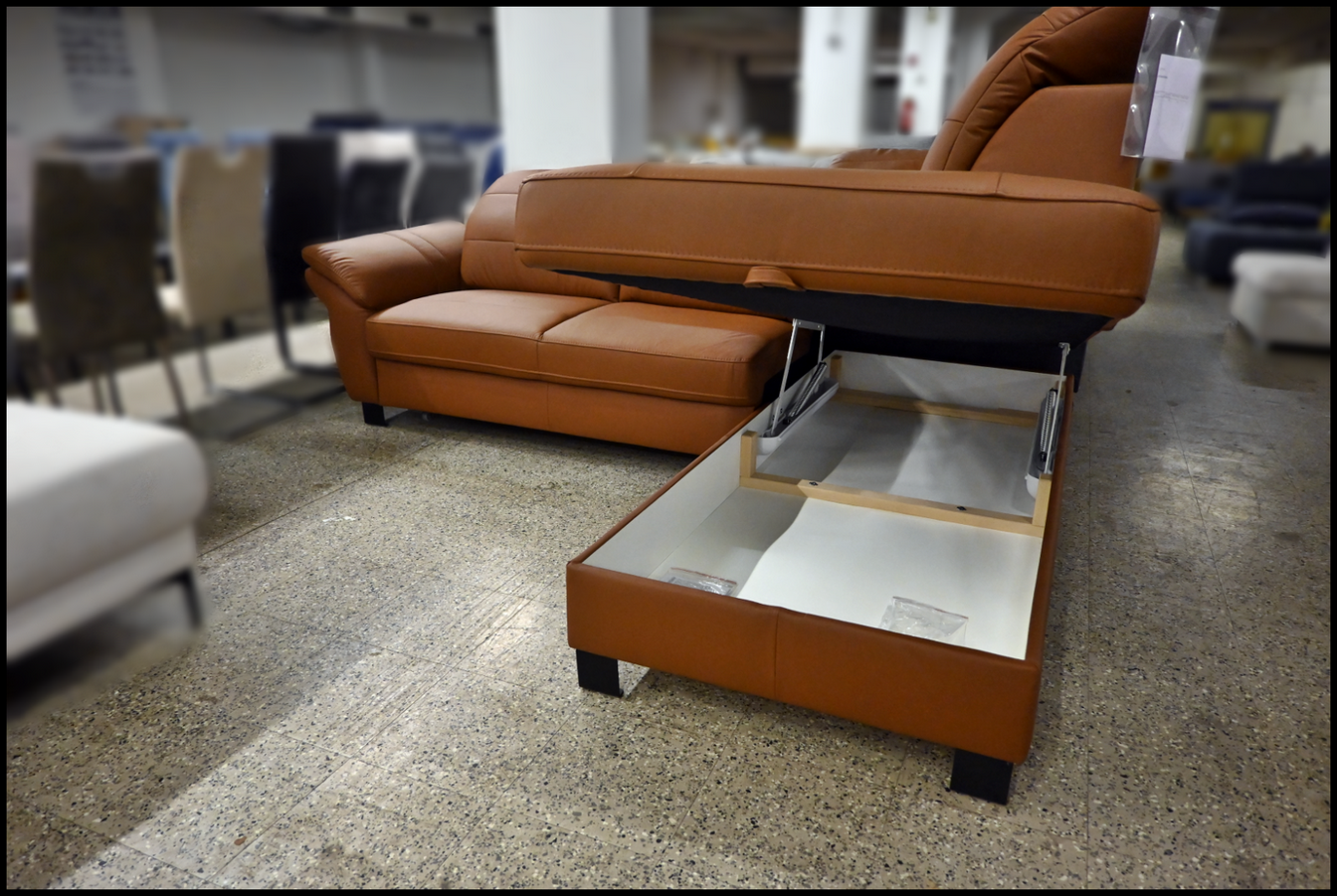 Polsterecke Mantua Leder cognac – mit Bettfunktion, Bettkasten & Kopfteilverstellung – Bild 5