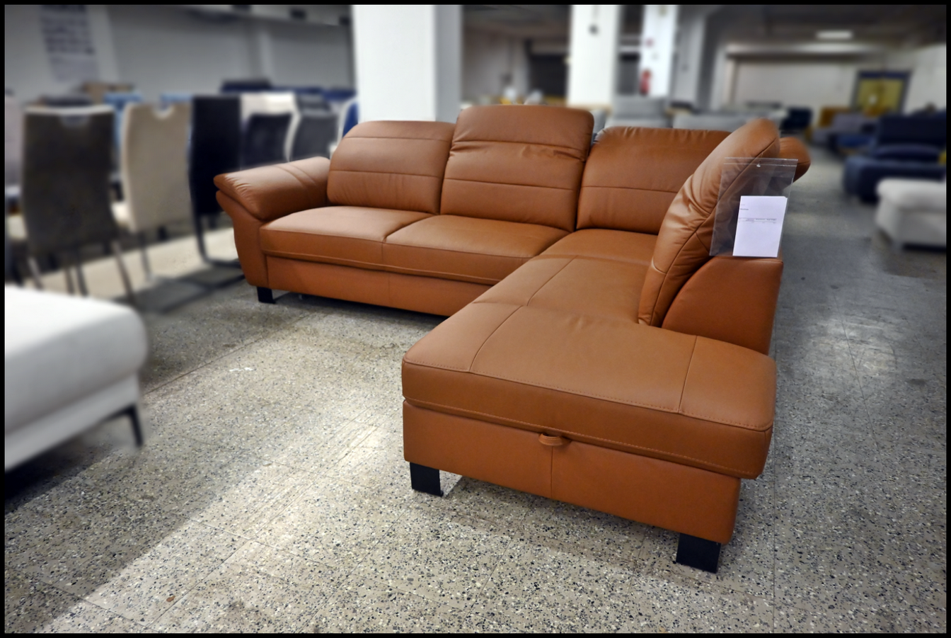 Polsterecke Mantua Leder cognac – mit Bettfunktion, Bettkasten & Kopfteilverstellung – Bild 3