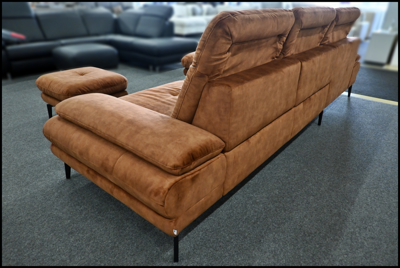 Eckgarnitur Megapol Samt Amira Kupfer mit Kopfteil- & Sitztiefenverstellung – Bild 6