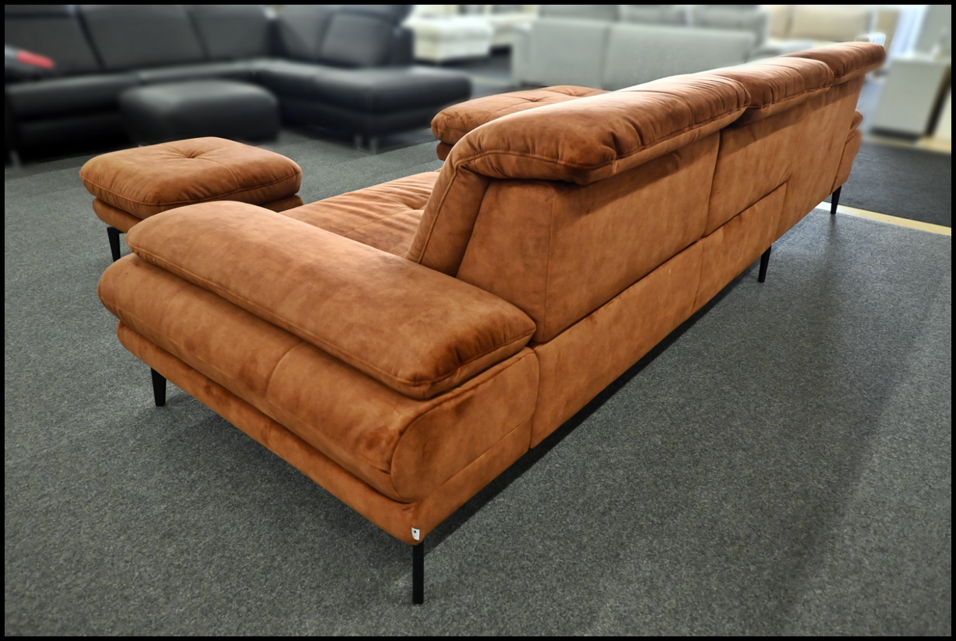 Eckgarnitur Megapol Samt Amira Kupfer mit Kopfteil- & Sitztiefenverstellung – Bild 5