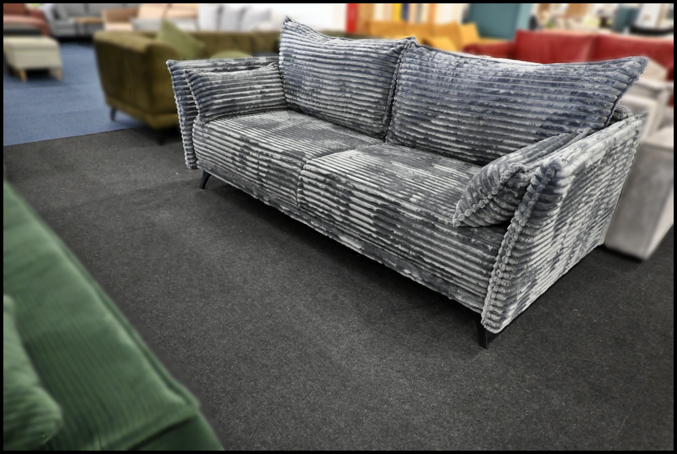 Schlafsofa Merry XL Breitcord Grau Anthrazit mit Bettfunktion und Bettkasten