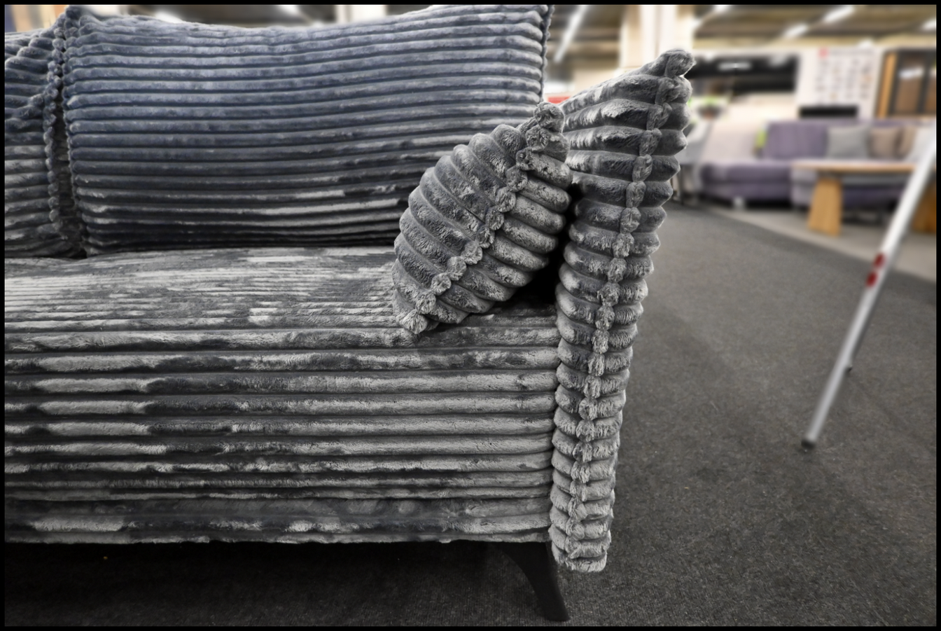 Schlafsofa Merry XL Breitcord Grau Anthrazit mit Bettfunktion und Bettkasten