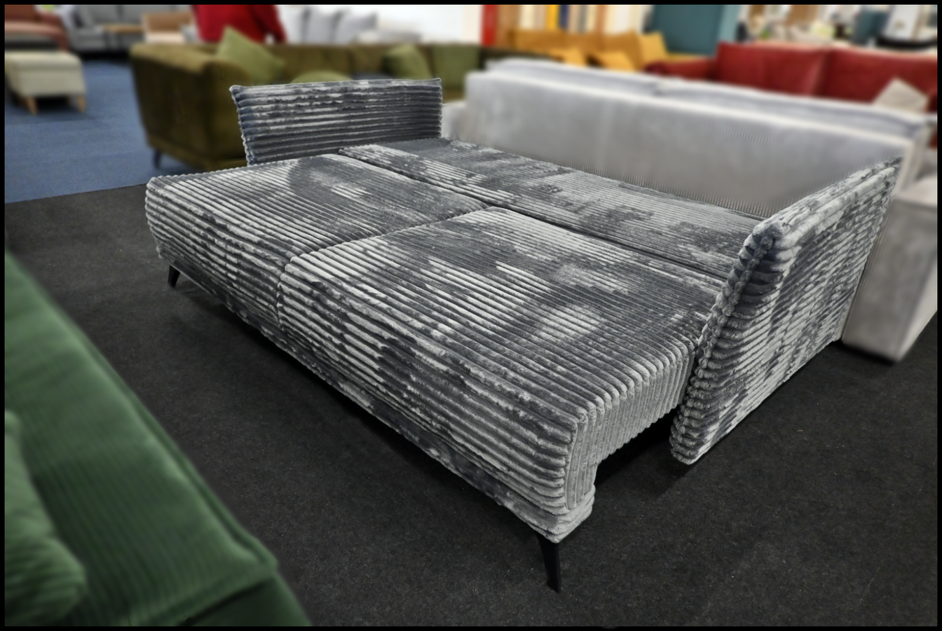 Schlafsofa Merry XL Breitcord Grau Anthrazit mit Bettfunktion und Bettkasten