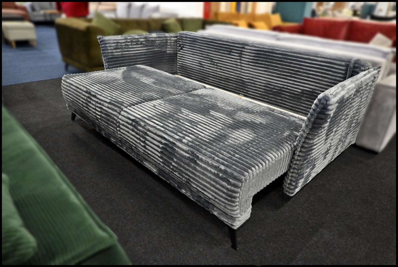 Schlafsofa Merry XL Breitcord Grau Anthrazit mit Bettfunktion und Bettkasten