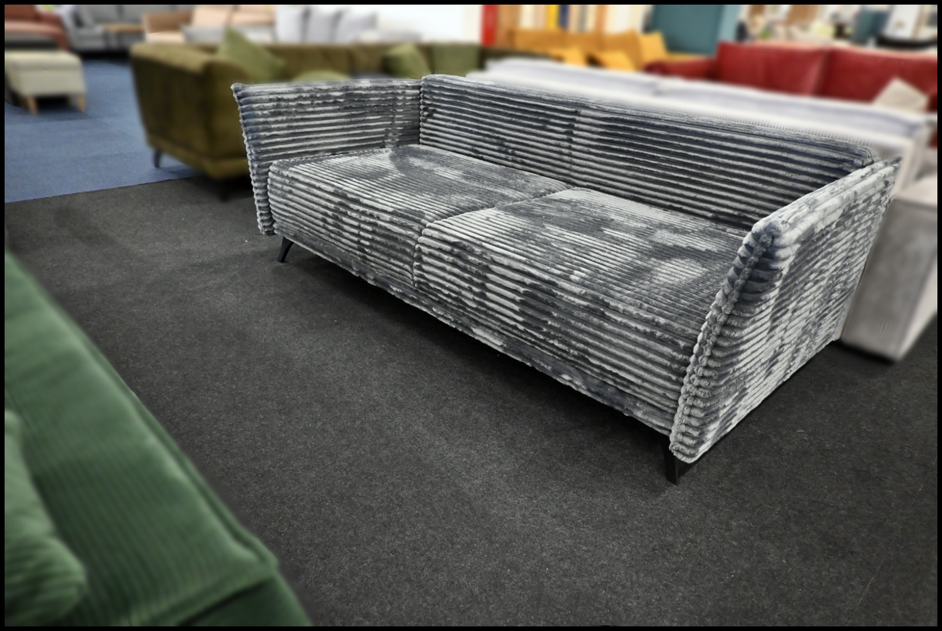 Schlafsofa Merry XL Breitcord Grau Anthrazit mit Bettfunktion und Bettkasten