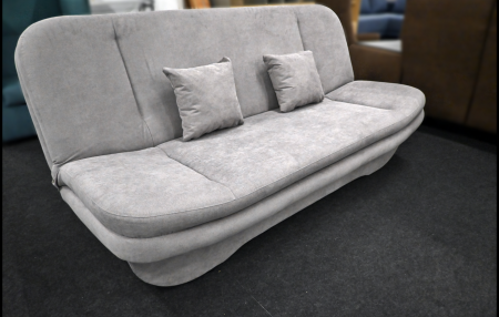 Schlafsofa Kand Stoff Grau mit Schlaffunktion und Bettkasten