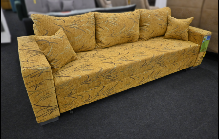 Schlafsofa Stoff Gelb Muster mit Bettfunktion und Bettkasten