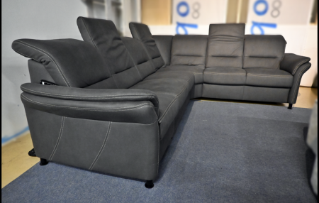 Eckgarnitur Zehdenick XL Mammut Anthrazit mit Sessel und Relaxfunktion