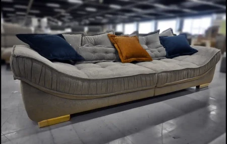 BigSofa DIVAN Grau – Webstoff mit Federkern & Kissen