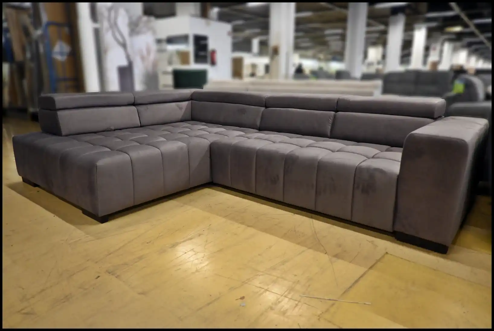Polsterecke Elias Dunkelbraun – Samt Sofa mit Federkern & Verstellfunktionen – Bild 3