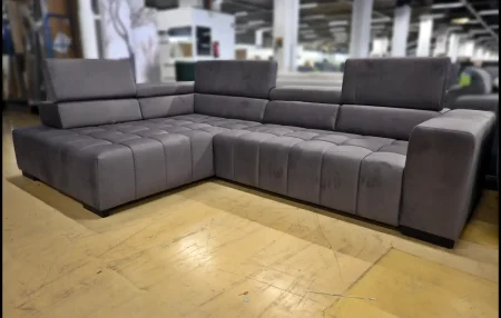 Polsterecke Elias Dunkelbraun – Samt Sofa mit Federkern & Verstellfunktionen