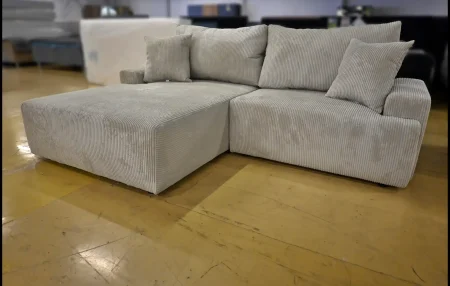 Eckgarnitur Orinoco Grau-Beige – Cord Sofa mit Bettfunktion