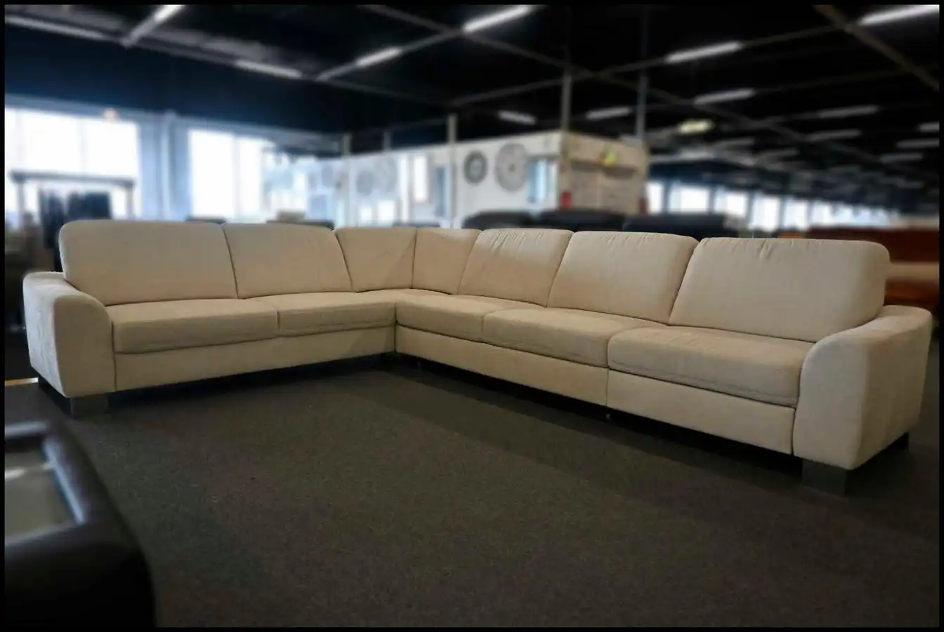 Eckgarnitur Zehdenick ZE-EM15049 – Finest Sofa Natur mit Schlaffunktion und Stauraum