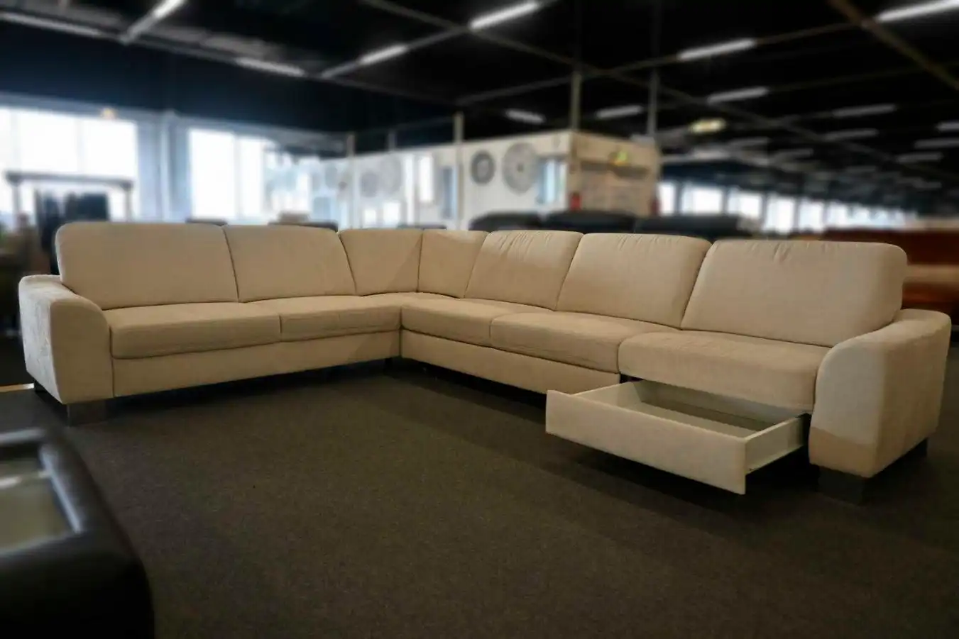 Eckgarnitur Zehdenick ZE-EM15049 – Finest Sofa Natur mit Schlaffunktion und Stauraum – Bild 3