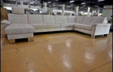 XXL Wohnlandschaft Zehdenick Ecru mit elektrischer Relaxfunktion