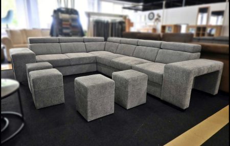 Harmony Ecksofa Silber-Grau mit Bettfunktion