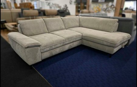 MEGAPOL Cord-Ecksofa in Lind mit Bettfunktion und Stauraum XL – Ansicht 1