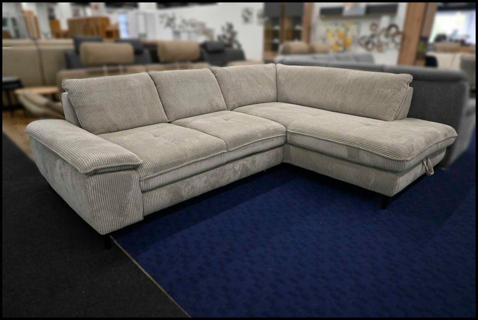 MEGAPOL Cord-Ecksofa in Lind mit Bettfunktion und Stauraum XL – Ansicht 3
